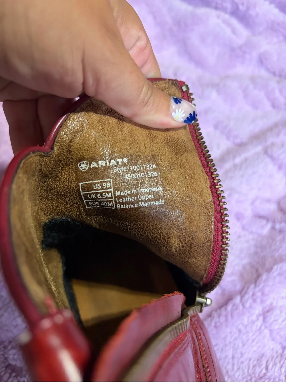 Ariat Burgundy Leather Ankle Booties with Western Stitching